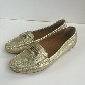 Coach Fredrica Metallic Gold Women's Flats loafers size 8B